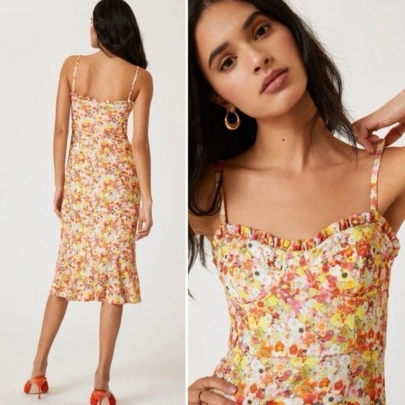 Anthropologie Hutch Selene Multicolor Floral Midi Dress, Size Xs